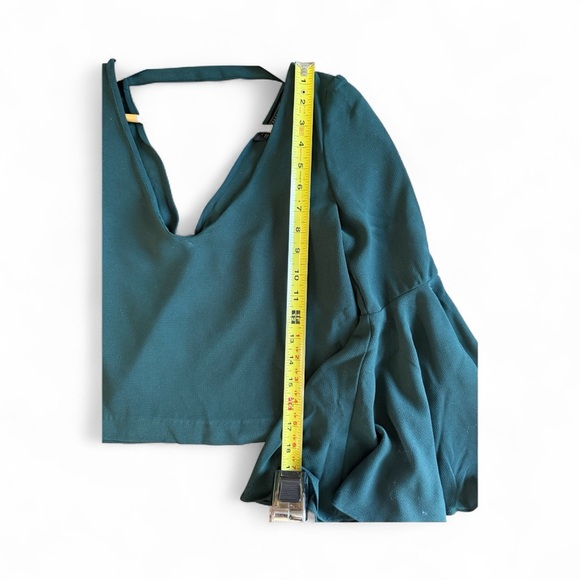 Zara Hunter Green Bell Sleeve Blouse - Picture 6 of 8